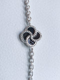 Clover Bracelet - Silver & Black Enamel