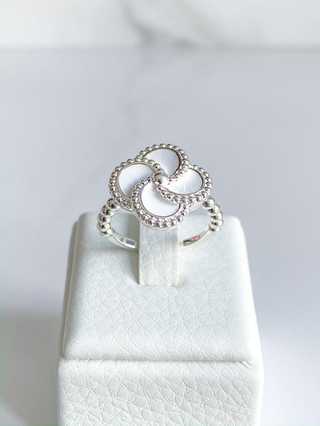 Clover Ring - Silver & White Enamel