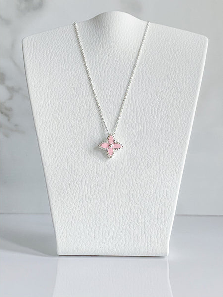 Jasmine Necklace - Silver & Pink Enamel