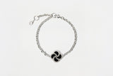 Clover Bracelet - Silver & Black Enamel